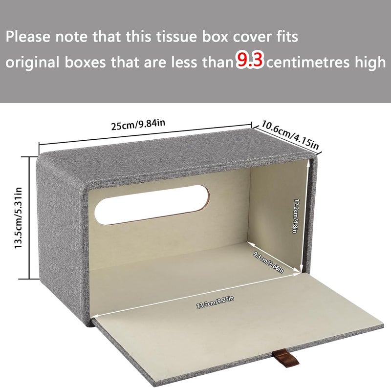XNONE Tissue Box Cover Rectangle Tissue Box Holder PU Leather Facial Organizer with Magnetic Bottom,Decorative Napkin Caddy for Vanity Dresser Night Stand Table Countertop Home Office Car,Grey - Image 3